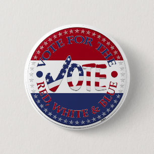 Vote For The Red, White Blue USA Check Mark VOTE Button