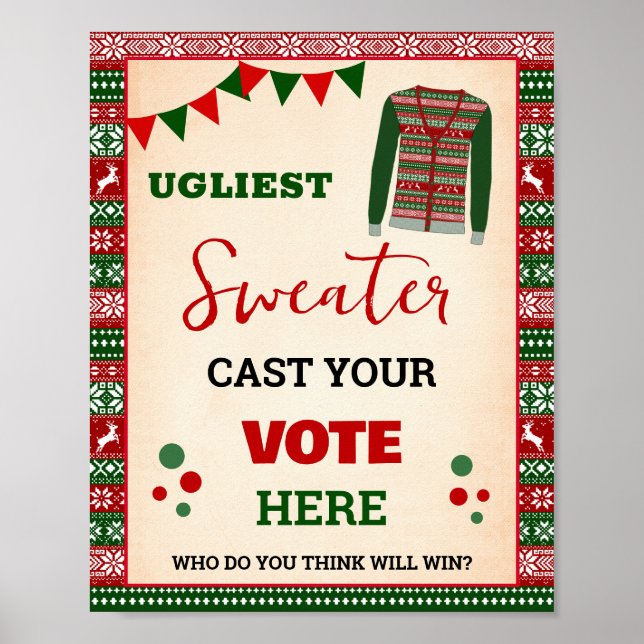 Vote for Ugliest Christmas Sweater Sign (Front)