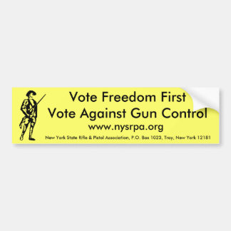 Vote Freedom First Vote Against Gun Control Bumper Sticker