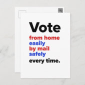 Vote from home easily by mail safely every time postcard (Front/Back)