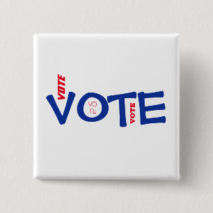 Vote General Political Election Red White Blue Button