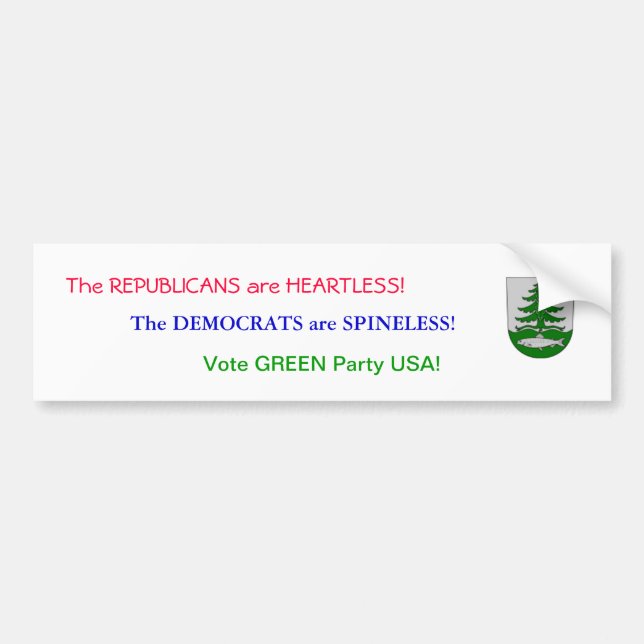 Vote Green Party USA Bumper Sticker (Front)