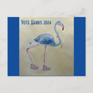 Vote Harris 2024 Blue FLAmingo w/ Pearls Postcard
