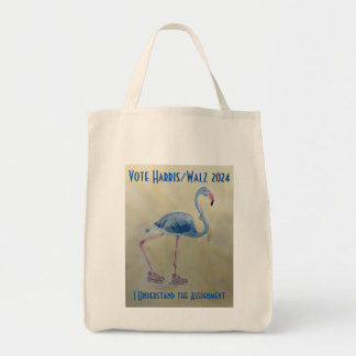 Vote Harris 2024 Blue Flamingo with Pearls Tote