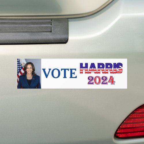 Vote Harris 2024 President Democrat Flag Text Bumper Sticker