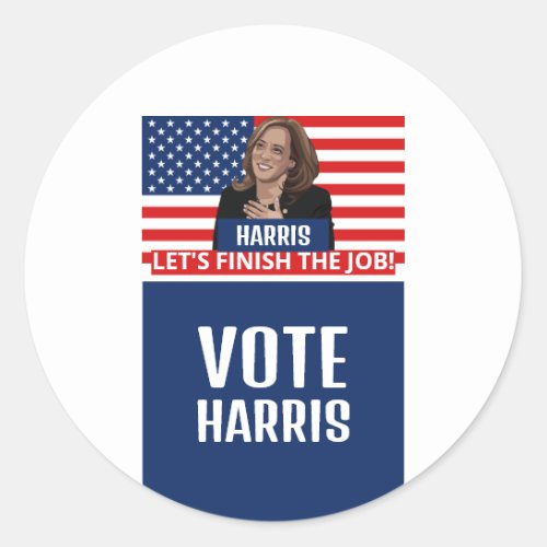 Vote Harris American Flag Political Campaigner Classic Round Sticker