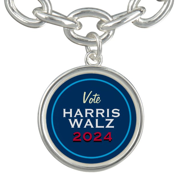Vote HARRIS WALZ 2024 Campaign Charm Bracelet (Design)