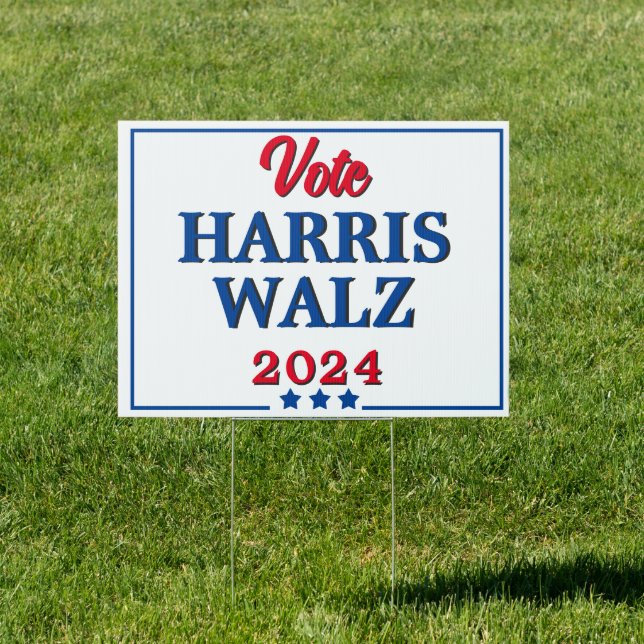 Vote Harris Walz 2024 Democrat Election Yard Sign (Insitu)