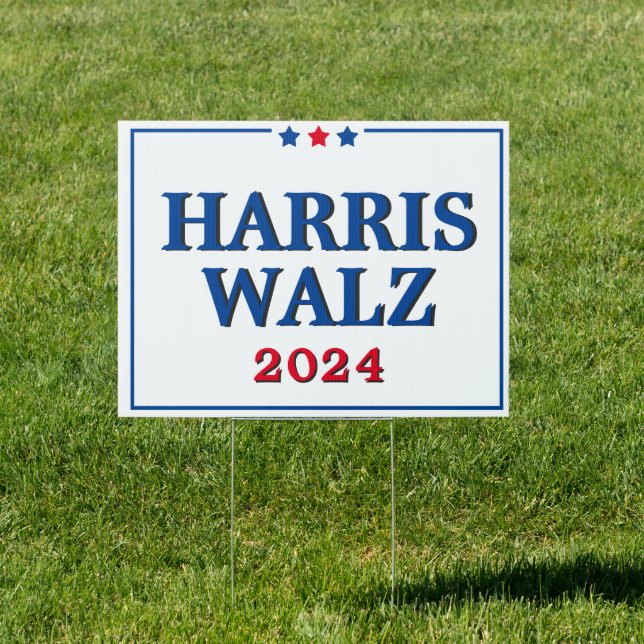 Vote Harris Walz 2024 Democrat Election Yard Sign (Insitu)