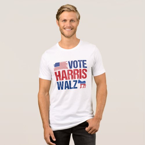 Vote Harris Walz American Flag Election Tri_Blend Shirt