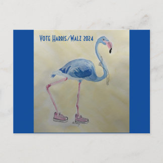 Vote Harris/Walz Blue FLAmingo w/ Pearls Postcard