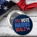 Vote Harris Walz Democrat Donkey American Flag Button<br><div class="desc">Vote Harris Walz button with the American flag and democrat donkey in red,  white,  and blue. Kamala Harris and Tim Walz for president and vice president as the democratic party candidates in this cool,  patriotic design for the 2024 election.</div>