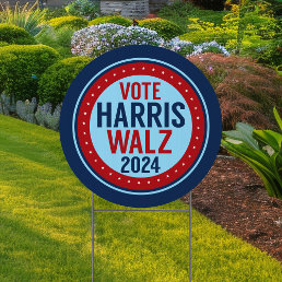 Vote Harris Walz for President 2024 Circle Yard Sign