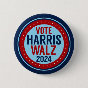 Vote Harris Walz for President 2024 Election Button