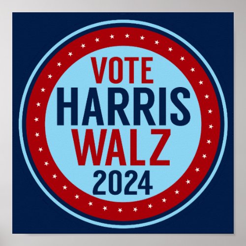 Vote Harris Walz for President 2024 Election Poster