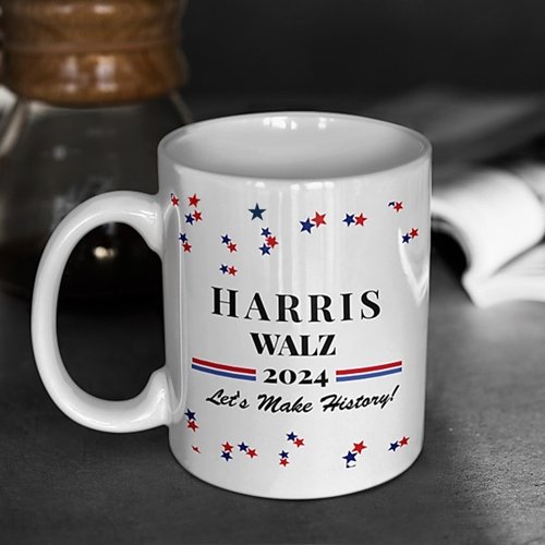 Vote HARRIS  WALZ Lets Make History White Coffee Mug