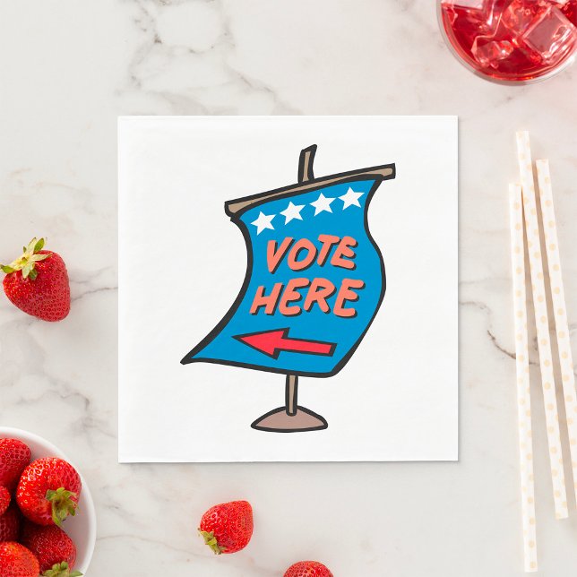 Vote Here Directional Sign Napkins (Creator Uploaded)