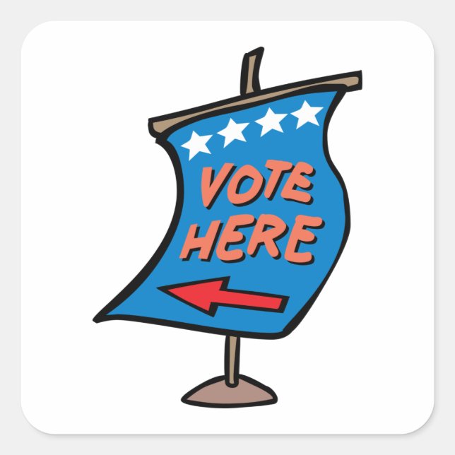 Vote Here Directional Sign Square Sticker (Front)