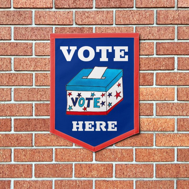 VOTE Here Election Day Polling Place Ballot Box Pennant (Insitu 1)