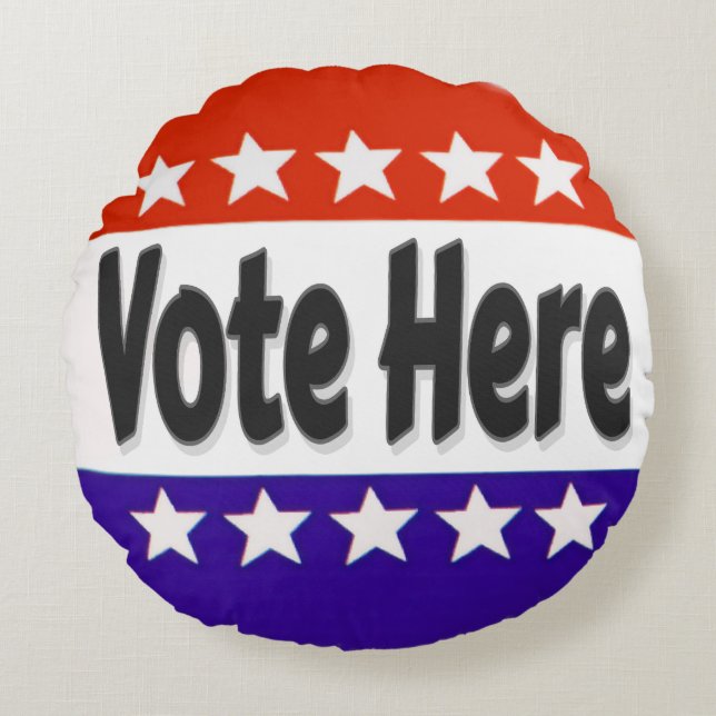 Vote Here Round Pillow (Front)