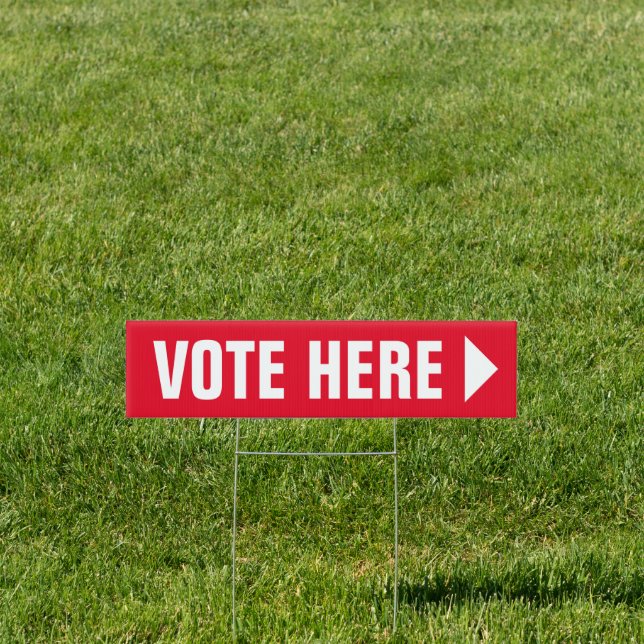 Vote Here yard sign with directional arrow (Insitu)