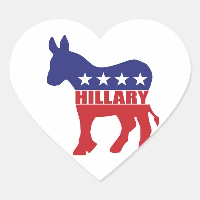 Vote Hillary Democrat Heart Sticker (Front)