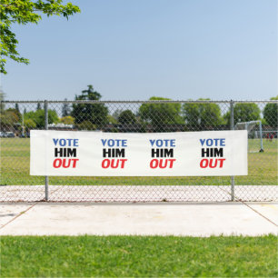 Vote Him Out red white and blue modern typography  Banner