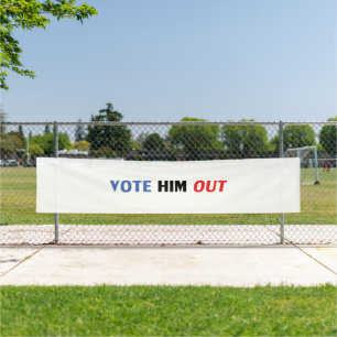 Vote Him Out red white and blue modern typography Banner
