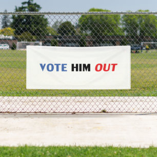 Vote Him Out red white and blue modern typography  Banner