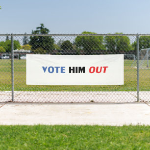 Vote Him Out red white and blue modern typography  Banner