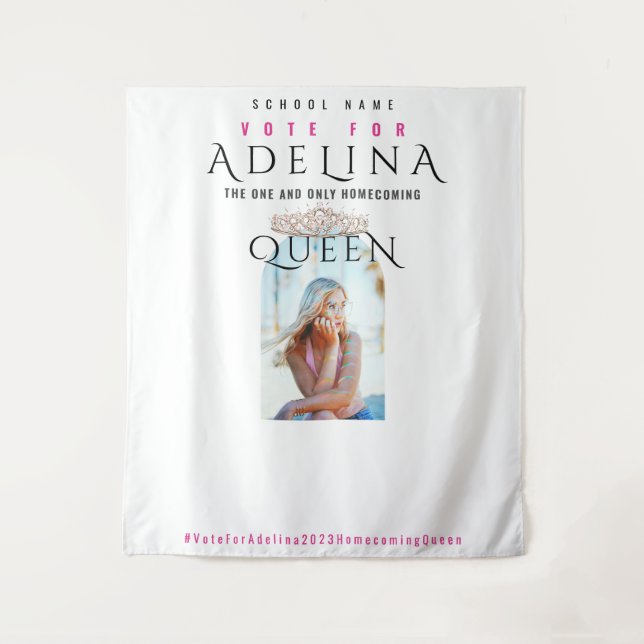 Vote Homecoming Queen Pink HOCO Photo Backdrop (Front)