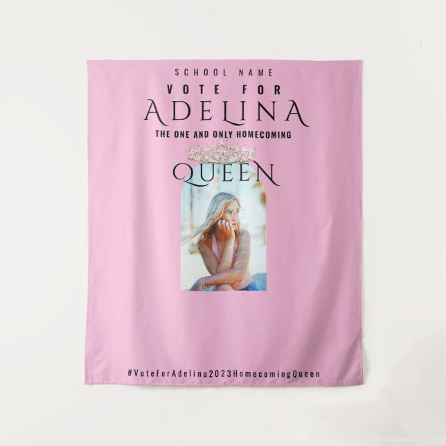 Vote Homecoming Queen Pink HOCO Photo Backdrop (Front)