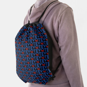 Vote hope red black blue modern typography pattern drawstring bag