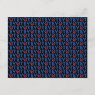 Vote hope red black blue modern typography pattern postcard