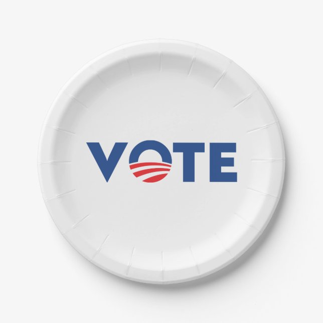 Vote hope red white and blue typography democrat paper plates (Front)