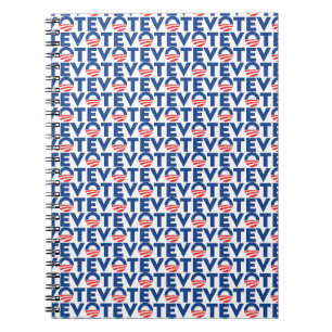 Vote hope red white and blue typography pattern notebook
