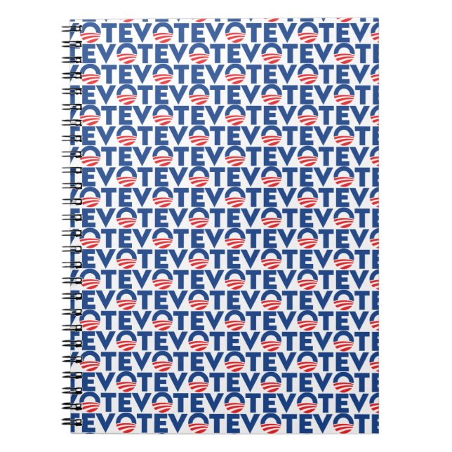 Vote hope red white and blue typography pattern notebook (Front)