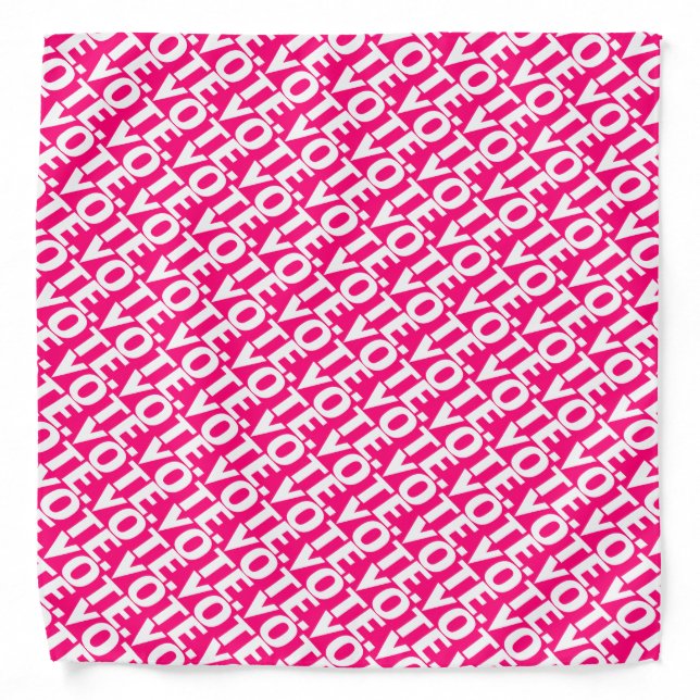 "vote" hot pink, magenta fuchsia white pattern bandana (Front)