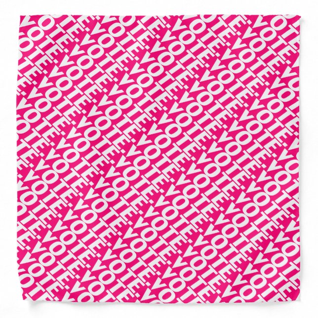 "vote" hot pink, magenta fuchsia white pattern bandana (Front)