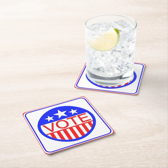 Vote In America Square Paper Coaster (Insitu)
