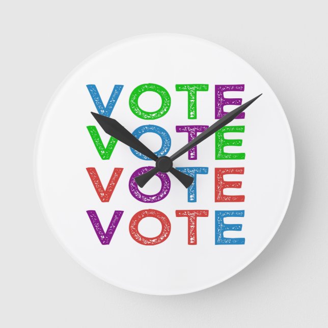 VOTE in Multi-colors Round Clock (Front)