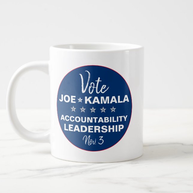 Vote Joe Biden Kamala Harris 2024 Template Giant Coffee Mug (Left)