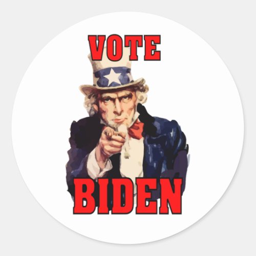 Vote Joe Biden Uncle Sam 2024 Classic Round Sticker