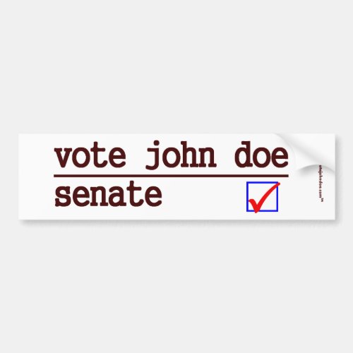 Vote John Doe Senate Bumper Sticker