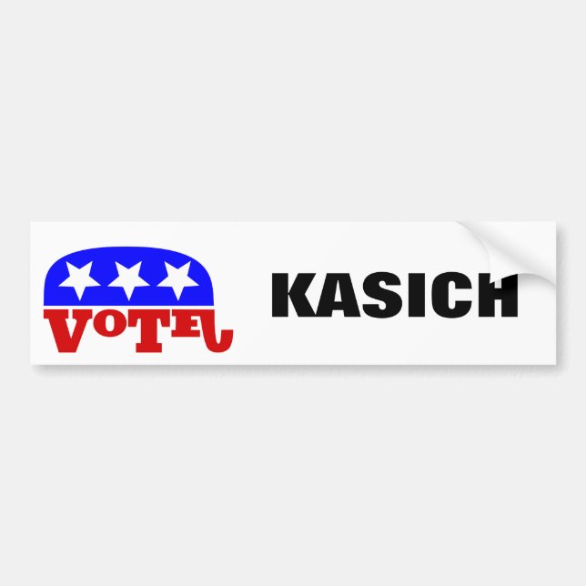 Vote John Kasich Republican Elephant Bumper Sticker (Front)