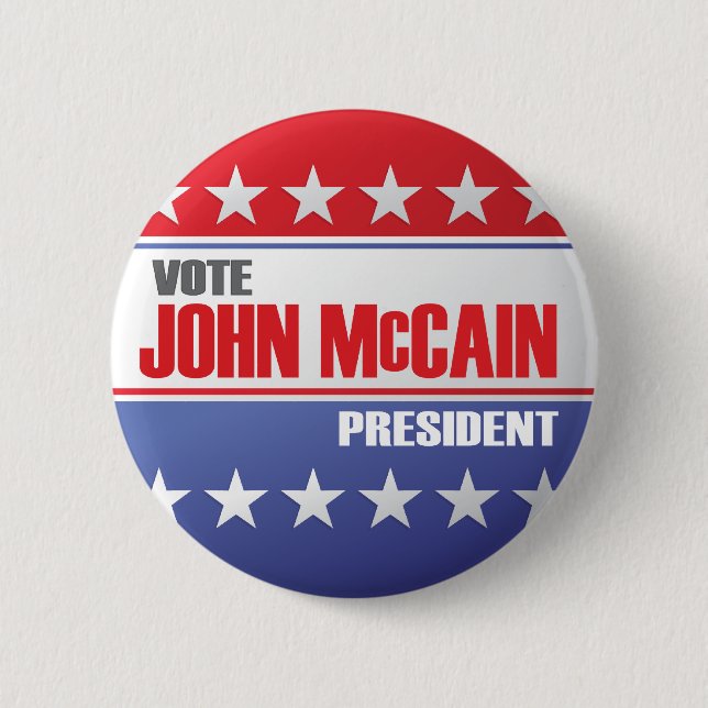 Vote John McCain For President Pinback Button (Front)