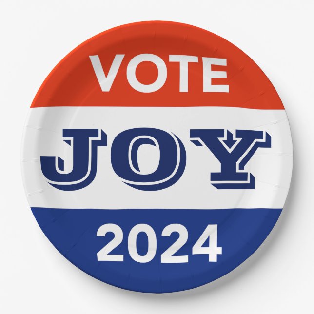 Vote Joy 2024 Harris Walz Paper Plates (Front)