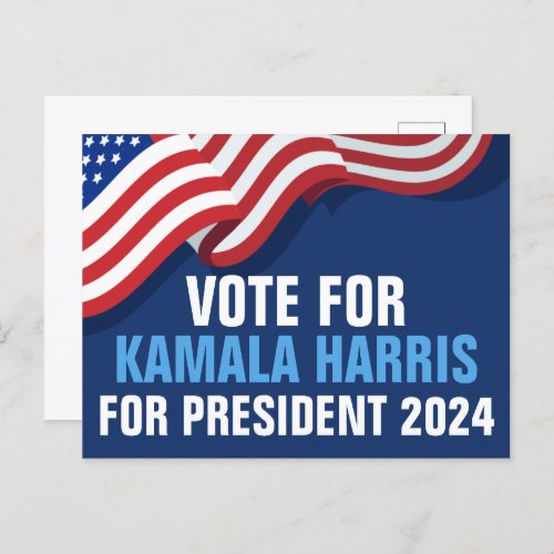 Vote Kamala for President 2024 Election Blue Postcard