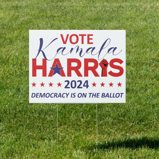 Vote Kamala Harris 2024 Democracy is on the Ballot Sign (Insitu)