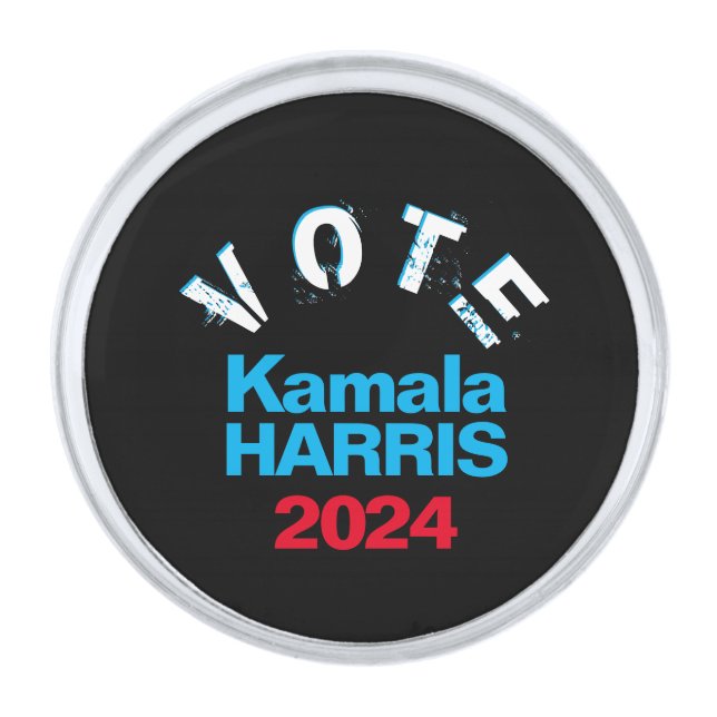 VOTE Kamala Harris 2024 Silver Finish Lapel Pin (Front)